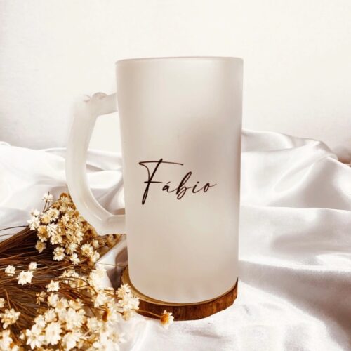 🏷️ Caneca de Chopp Personalizada – Vidro Fosco ou Cristal (475ml)