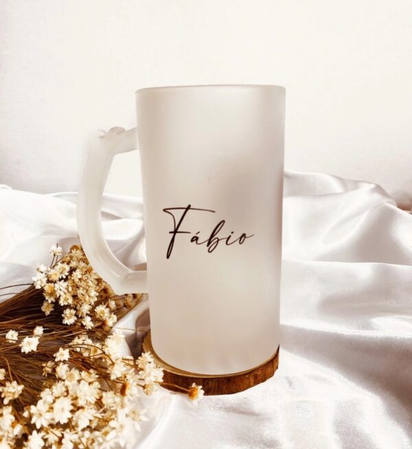 🏷️ Caneca de Chopp Personalizada – Vidro Fosco ou Cristal (475ml)